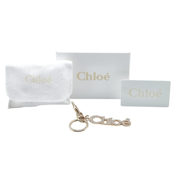 クロエ ロゴ ラインストーン チャーム バッグチャーム  ゴールド メッキ レディース Chloe 【中古】