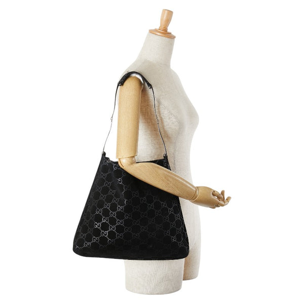 グッチ GG柄 ワンショルダーバッグ 001 3181 ブラック レザー スエード レディース GUCCI 【中古】