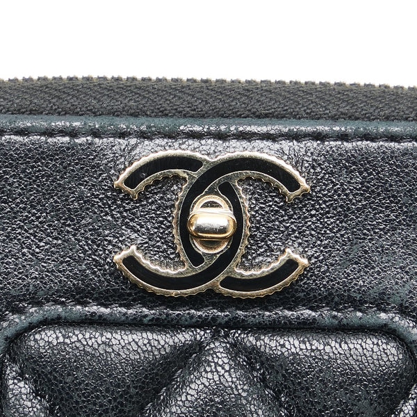 シャネル ココマーク ターンロック マトラッセ ジッピーコインパース コインケース 小銭入れ A80968 ブラック ラムスキン レディース CHANEL 【中古】
