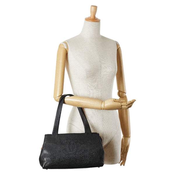シャネル ココマーク ハンドバッグ トートバッグ ブラック キャビアスキン レディース CHANEL 【中古】