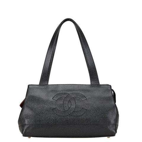 シャネル ココマーク ハンドバッグ トートバッグ ブラック キャビアスキン レディース CHANEL 【中古】