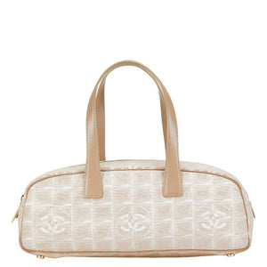 シャネル ニュートラベルライン ココマーク ハンドバッグ ミニボストンバッグ ベージュ キャンバス レザー レディース CHANEL 【中古】