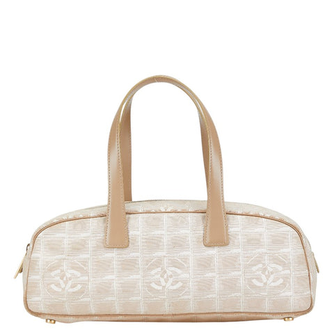 シャネル ニュートラベルライン ココマーク ハンドバッグ ミニボストンバッグ ベージュ キャンバス レザー レディース CHANEL 【中古】