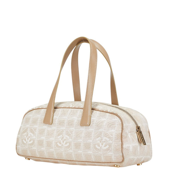 シャネル ニュートラベルライン ココマーク ハンドバッグ ミニボストンバッグ ベージュ キャンバス レザー レディース CHANEL 【中古】