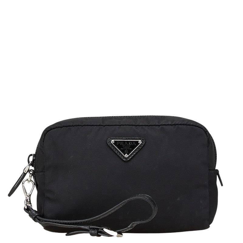 プラダ ヴェラ Re-Nylon トライアングルロゴ ポーチ 小物入れ ブラック ナイロン レディース PRADA 【中古】