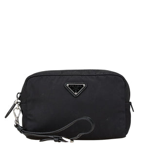 プラダ ヴェラ Re-Nylon トライアングルロゴ ポーチ 小物入れ ブラック ナイロン レディース PRADA 【中古】