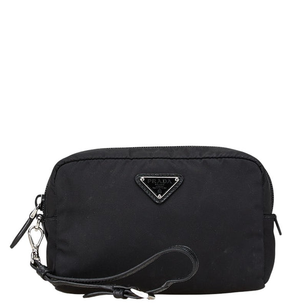プラダ ヴェラ Re-Nylon トライアングルロゴ ポーチ 小物入れ ブラック ナイロン レディース PRADA 【中古】