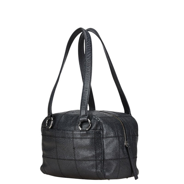 シャネル チョコバー ミニハンドバッグ ワンショルダーバッグ ブラック キャビアスキン レディース CHANEL 【中古】