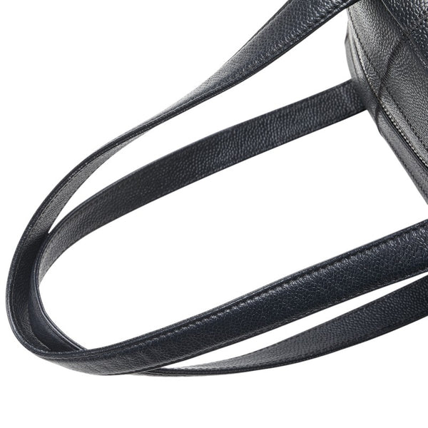 シャネル チョコバー ミニハンドバッグ ワンショルダーバッグ ブラック キャビアスキン レディース CHANEL 【中古】