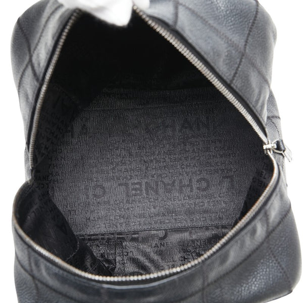 シャネル チョコバー ミニハンドバッグ ワンショルダーバッグ ブラック キャビアスキン レディース CHANEL 【中古】