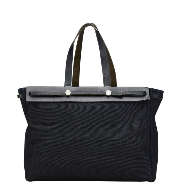 エルメス エールバッグ カバスGM ハンドバッグ トートバッグ ネイビー トワルオフィシエ レザー レディース HERMES 【中古】