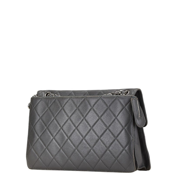 シャネル マトラッセ 2.55 ココマーク チェーン ショルダーバッグ グレー ラムスキン レディース CHANEL 【中古】