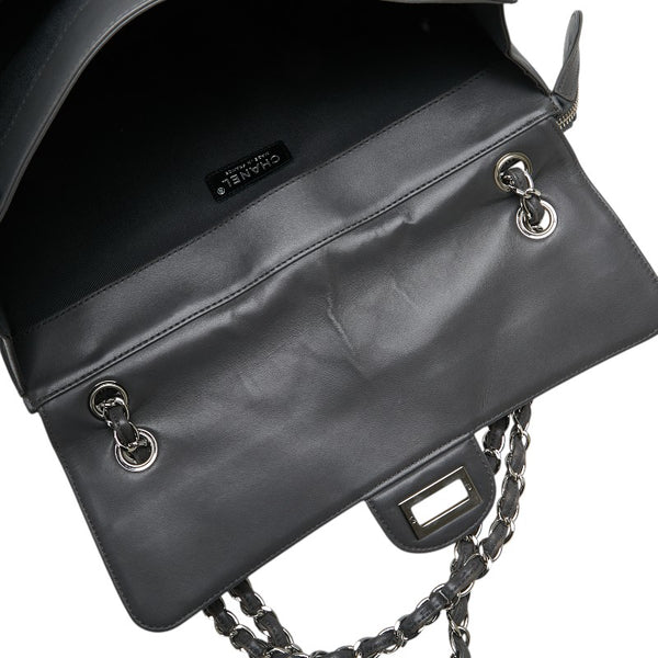 シャネル マトラッセ 2.55 ココマーク チェーン ショルダーバッグ グレー ラムスキン レディース CHANEL 【中古】