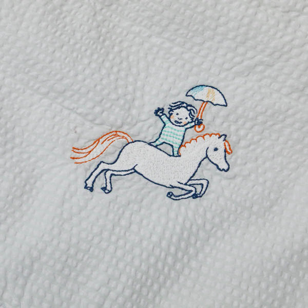 エルメス カレ ガブリオル ブランケット ベビータオル ヴェールアクア ライトブルー コットン レディース HERMES 【中古】