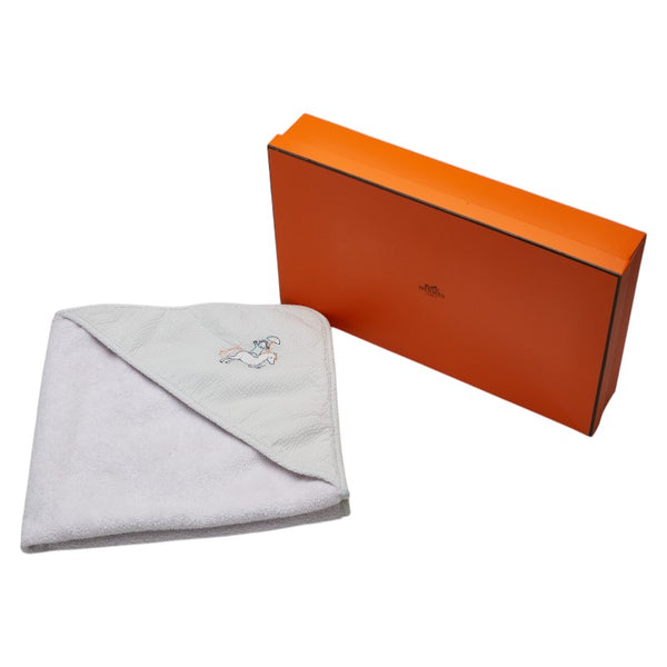 エルメス カレ ガブリオル ブランケット ベビータオル ヴェールアクア ライトブルー コットン レディース HERMES 【中古】