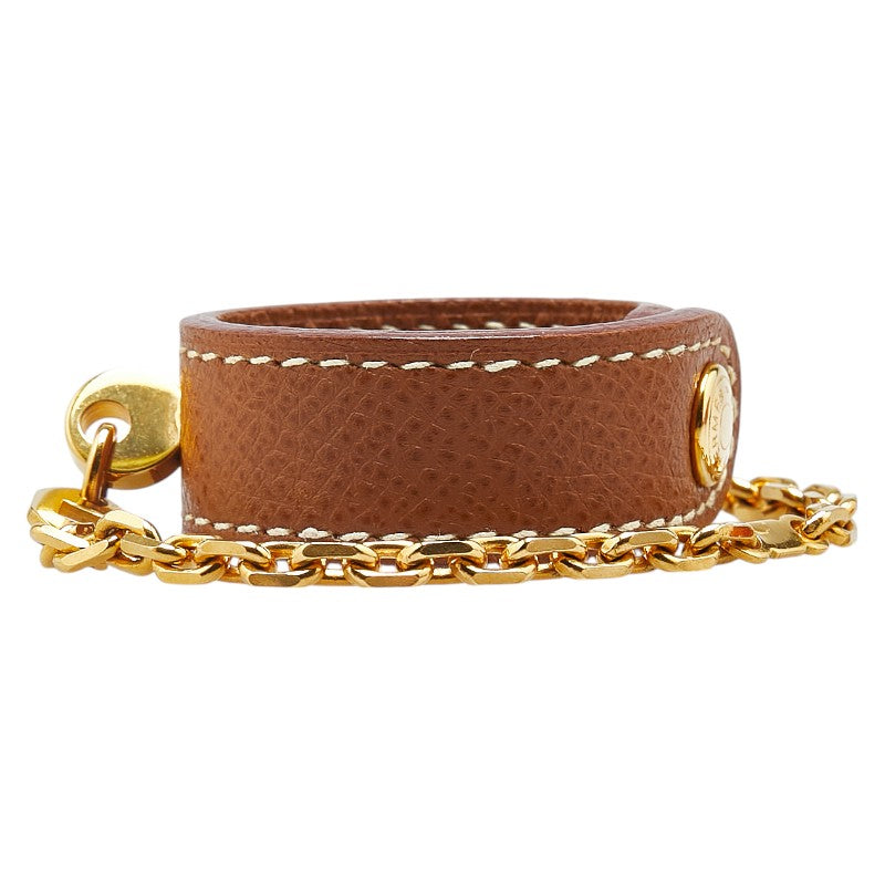 エルメス ノマド 手袋ホルダー グローブホルダー ブラウン ゴールド レザー メッキ メンズ HERMES 【中古】