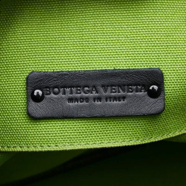ボッテガヴェネタ トートバッグ グリーン ブラック キャンバス レザー レディース BOTTEGAVENETA 【中古】