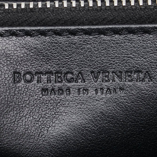 ボッテガヴェネタ マキシイントレチャート 長財布 ラウンドファスナー ブラック レザー レディース BOTTEGAVENETA 【中古】