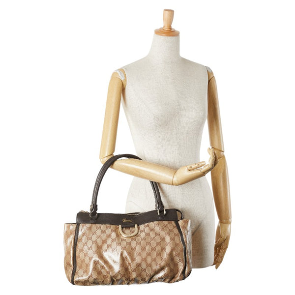 グッチ GGクリスタル アビー トートバッグ 327787 ベージュ ブラウン PVC レザー レディース GUCCI 【中古】