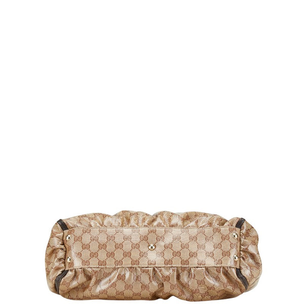 グッチ GGクリスタル アビー トートバッグ 327787 ベージュ ブラウン PVC レザー レディース GUCCI 【中古】