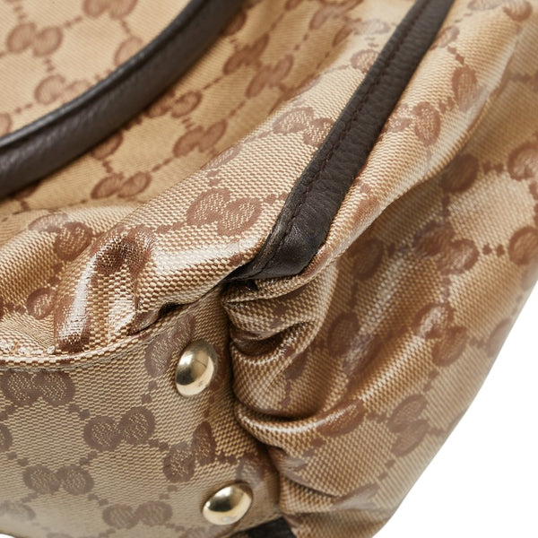 グッチ GGクリスタル アビー トートバッグ 327787 ベージュ ブラウン PVC レザー レディース GUCCI 【中古】