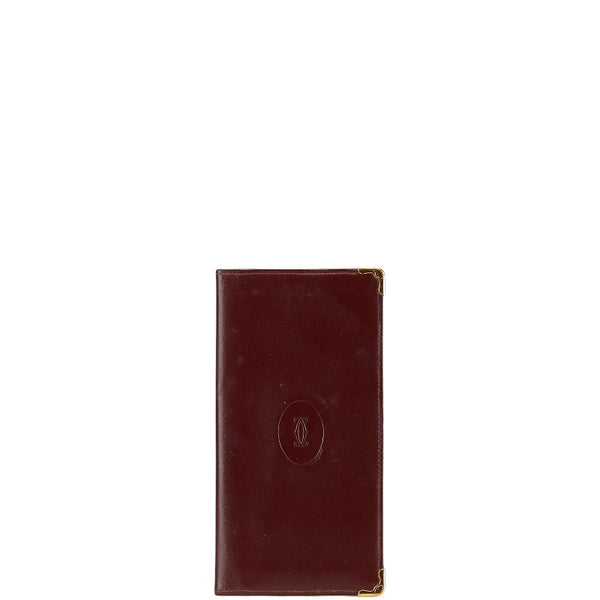 カルティエ マストライン 長財布 ワインレッド レザー レディース CARTIER 【中古】