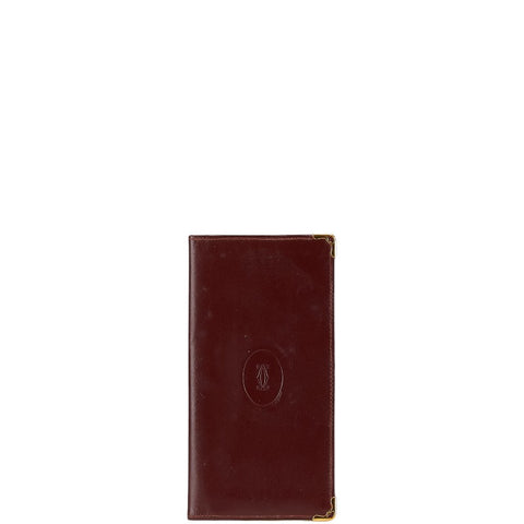 カルティエ マストライン 長財布 ワインレッド レザー レディース CARTIER 【中古】