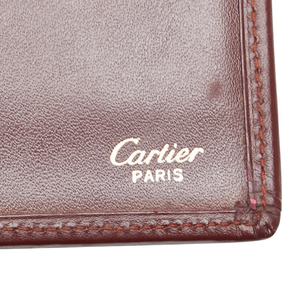 カルティエ マストライン 長財布 ワインレッド レザー レディース CARTIER 【中古】