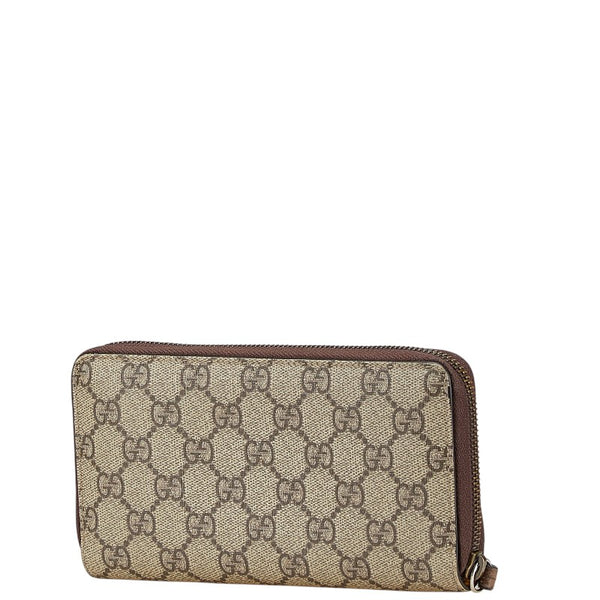 グッチ GGスプリーム ネオビンテージ 長財布 ラウンドファスナー ベージュ ブラウン PVC レザー レディース GUCCI 【中古】