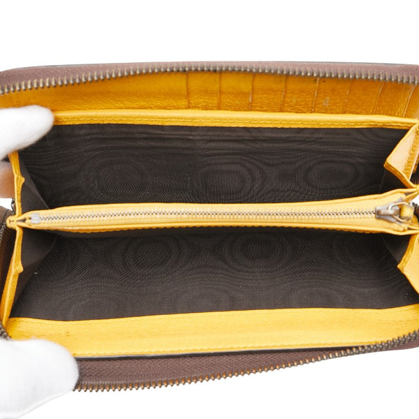 グッチ GGスプリーム ネオビンテージ 長財布 ラウンドファスナー ベージュ ブラウン PVC レザー レディース GUCCI 【中古】