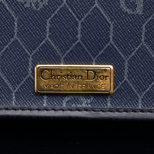 ディオール ハニカム柄 チェーン 斜め掛け ショルダーバッグ ネイビー PVC レザー レディース Dior 【中古】