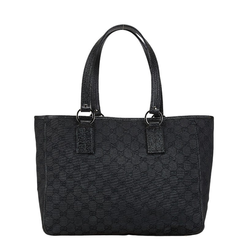 グッチ GGキャンバス ハンドバッグ トートバッグ 113017 ブラック キャンバス レザー レディース GUCCI 【中古】