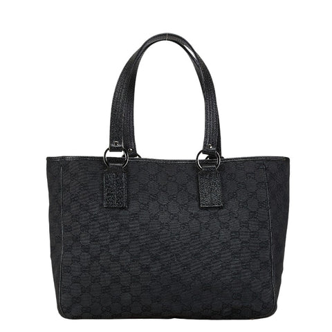 グッチ GGキャンバス ハンドバッグ トートバッグ 113017 ブラック キャンバス レザー レディース GUCCI 【中古】