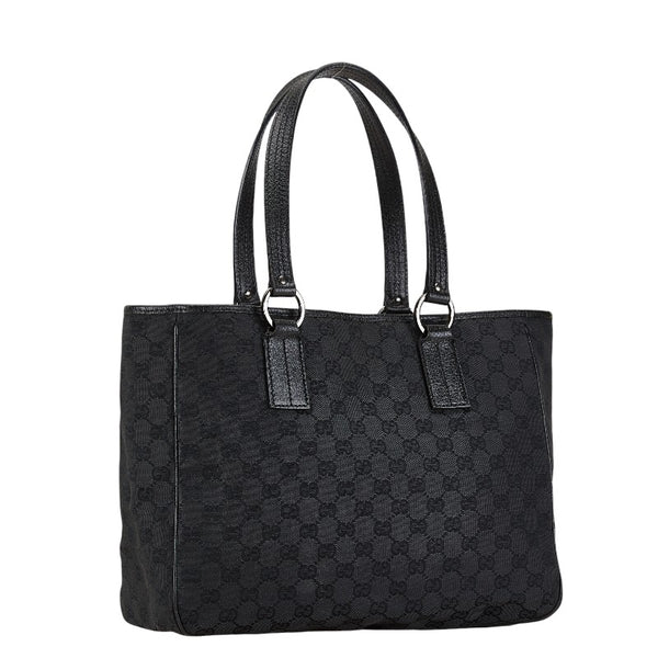 グッチ GGキャンバス ハンドバッグ トートバッグ 113017 ブラック キャンバス レザー レディース GUCCI 【中古】