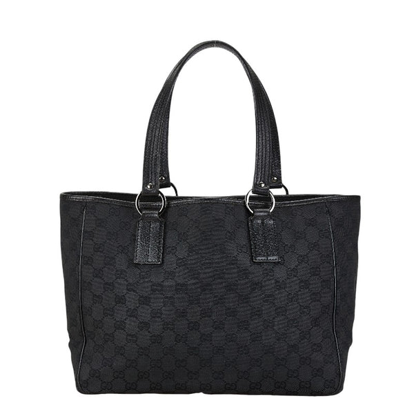 グッチ GGキャンバス ハンドバッグ トートバッグ 113017 ブラック キャンバス レザー レディース GUCCI 【中古】