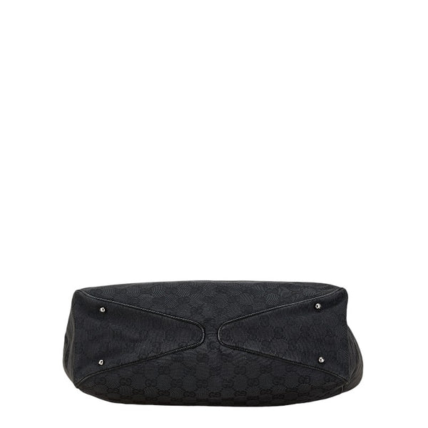 グッチ GGキャンバス ハンドバッグ トートバッグ 113017 ブラック キャンバス レザー レディース GUCCI 【中古】