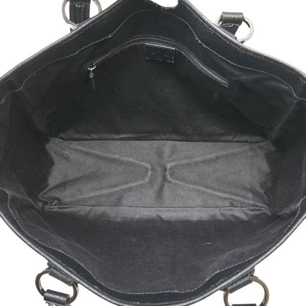 グッチ GGキャンバス ハンドバッグ トートバッグ 113017 ブラック キャンバス レザー レディース GUCCI 【中古】