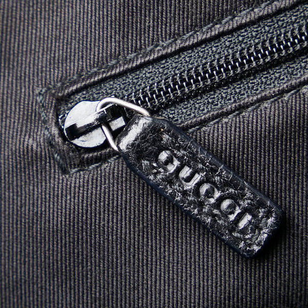 グッチ GGキャンバス ハンドバッグ トートバッグ 113017 ブラック キャンバス レザー レディース GUCCI 【中古】