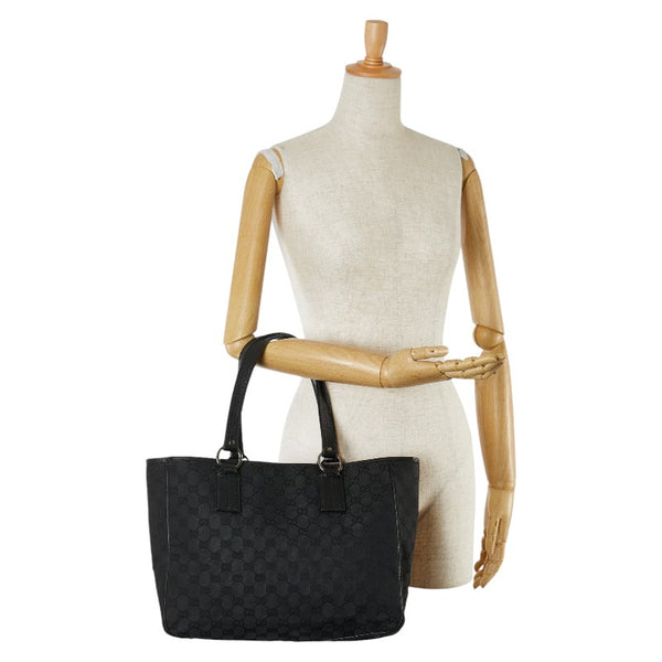 グッチ GGキャンバス ハンドバッグ トートバッグ 113017 ブラック キャンバス レザー レディース GUCCI 【中古】