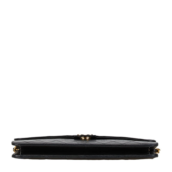 シャネル マトラッセ プッシュロック チェーン ショルダーバッグ ブラック ラムスキン レディース CHANEL 【中古】