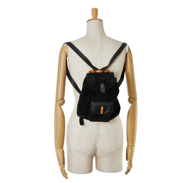 グッチ バンブー リュック バックパック 003 2265 ブラック スウェット レザー レディース GUCCI 【中古】