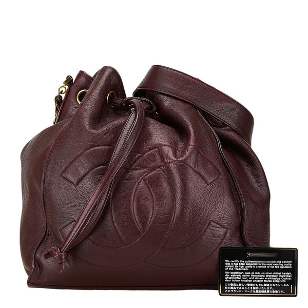 シャネル ココマーク 巾着 ショルダーバッグ ブラウン ラムスキン レディース CHANEL 【中古】