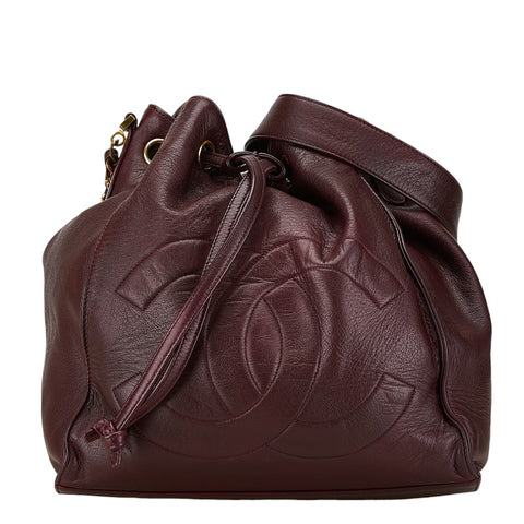 シャネル ココマーク 巾着 ショルダーバッグ ブラウン ラムスキン レディース CHANEL 【中古】