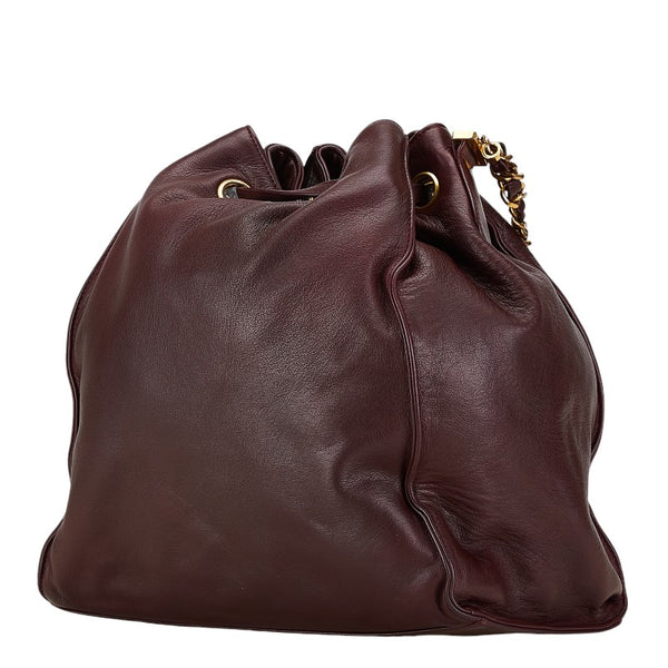 シャネル ココマーク 巾着 ショルダーバッグ ブラウン ラムスキン レディース CHANEL 【中古】