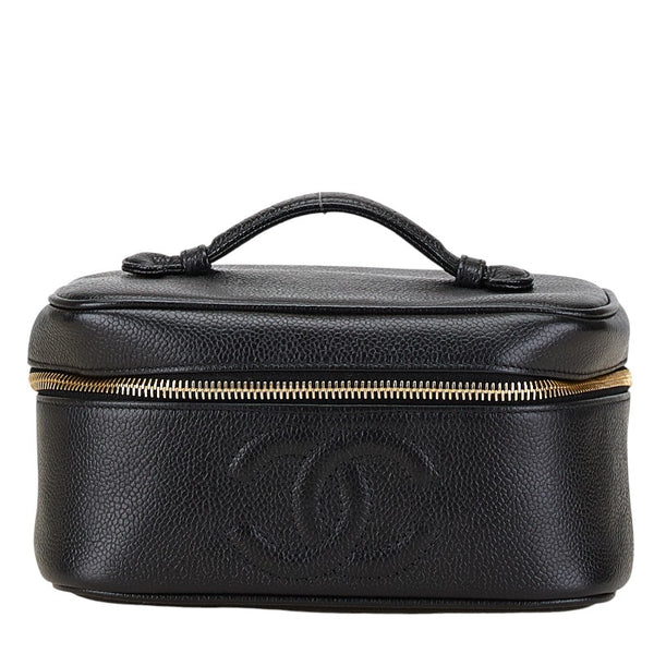 シャネル ココマーク バニティバッグ 化粧ポーチ ブラック キャビアスキン レディース CHANEL 【中古】
