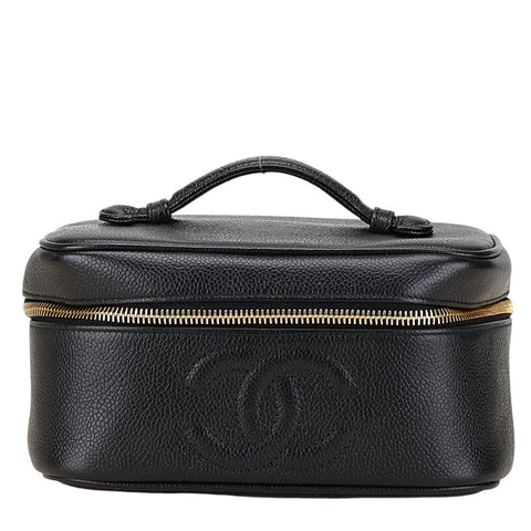 シャネル ココマーク バニティバッグ 化粧ポーチ ブラック キャビアスキン レディース CHANEL 【中古】