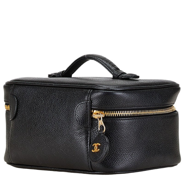 シャネル ココマーク バニティバッグ 化粧ポーチ ブラック キャビアスキン レディース CHANEL 【中古】