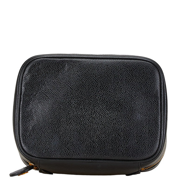 シャネル ココマーク バニティバッグ 化粧ポーチ ブラック キャビアスキン レディース CHANEL 【中古】