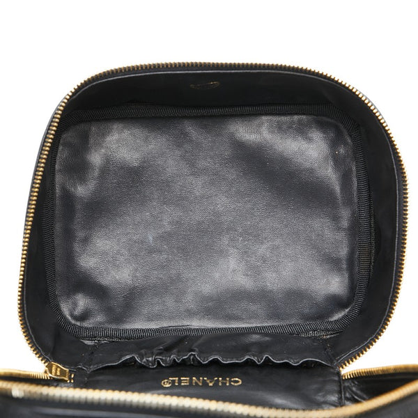 シャネル ココマーク バニティバッグ 化粧ポーチ ブラック キャビアスキン レディース CHANEL 【中古】
