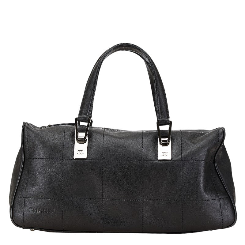 シャネル ココマーク チョコバー ミニボストンバッグ ハンドバッグ ブラック レザー レディース CHANEL 【中古】